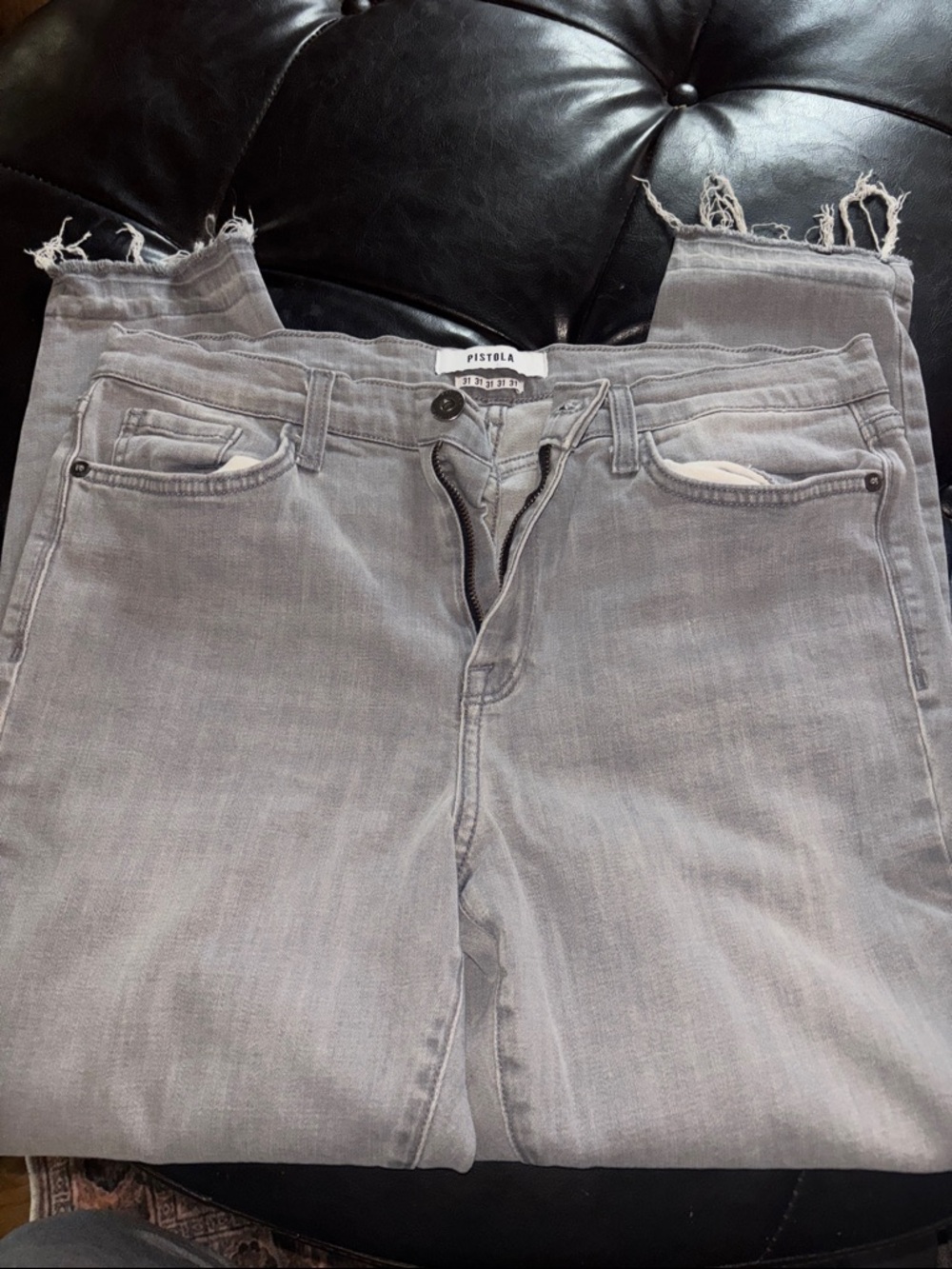 pistola Light Gray Cropped Frayed Hem Ankle Jeans.. worn once!